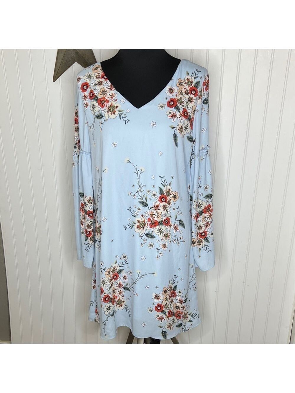 Wrangler Floral Midi Dress - Sky Blue and Crimson